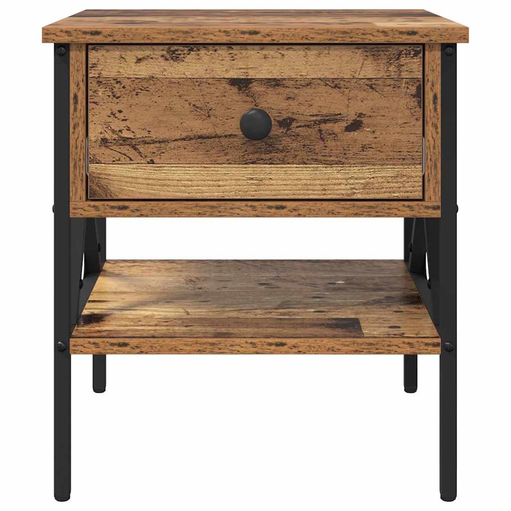 Table de chevet avec tiroir Bois ancien 40 x 42 x 45 cm - XIOS