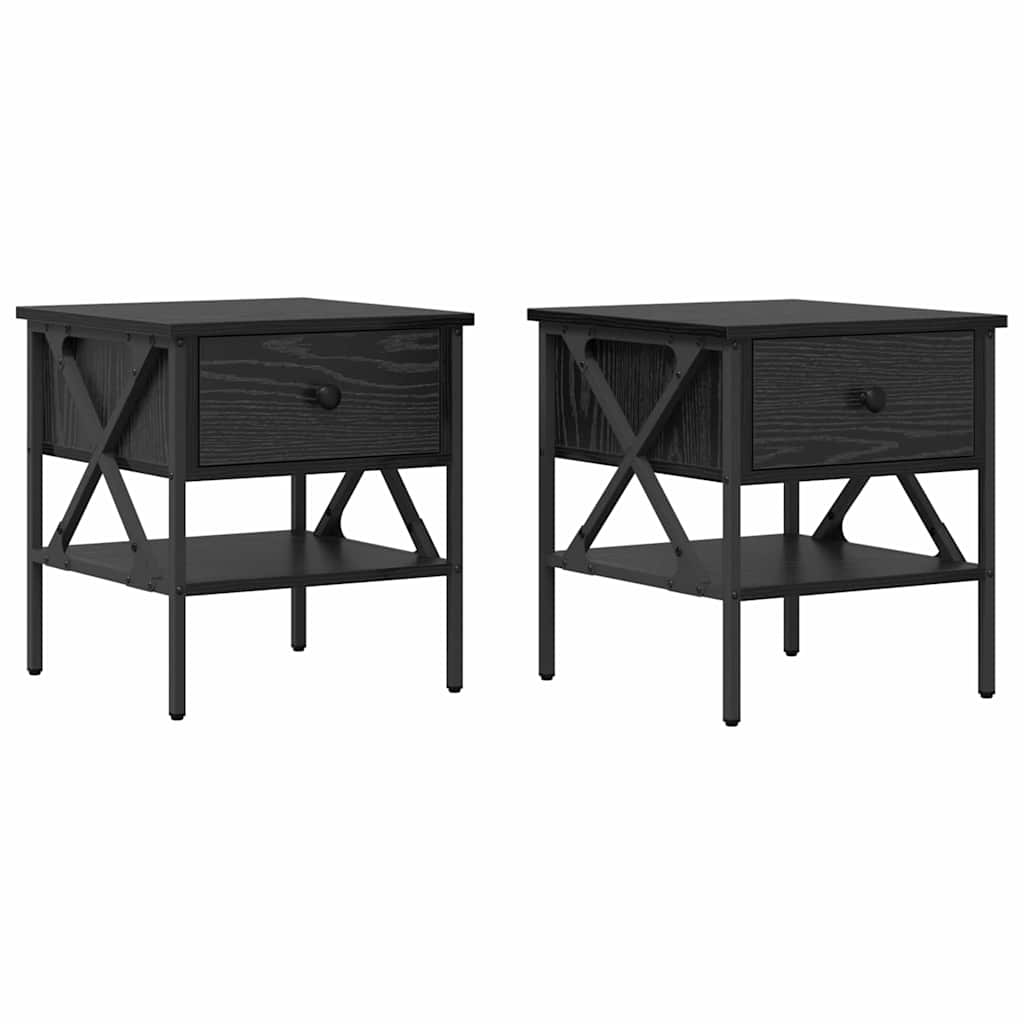 Table de chevet avec tiroir 2 pcs Chêne noir 40 x 42 x 45 cm - XIOS