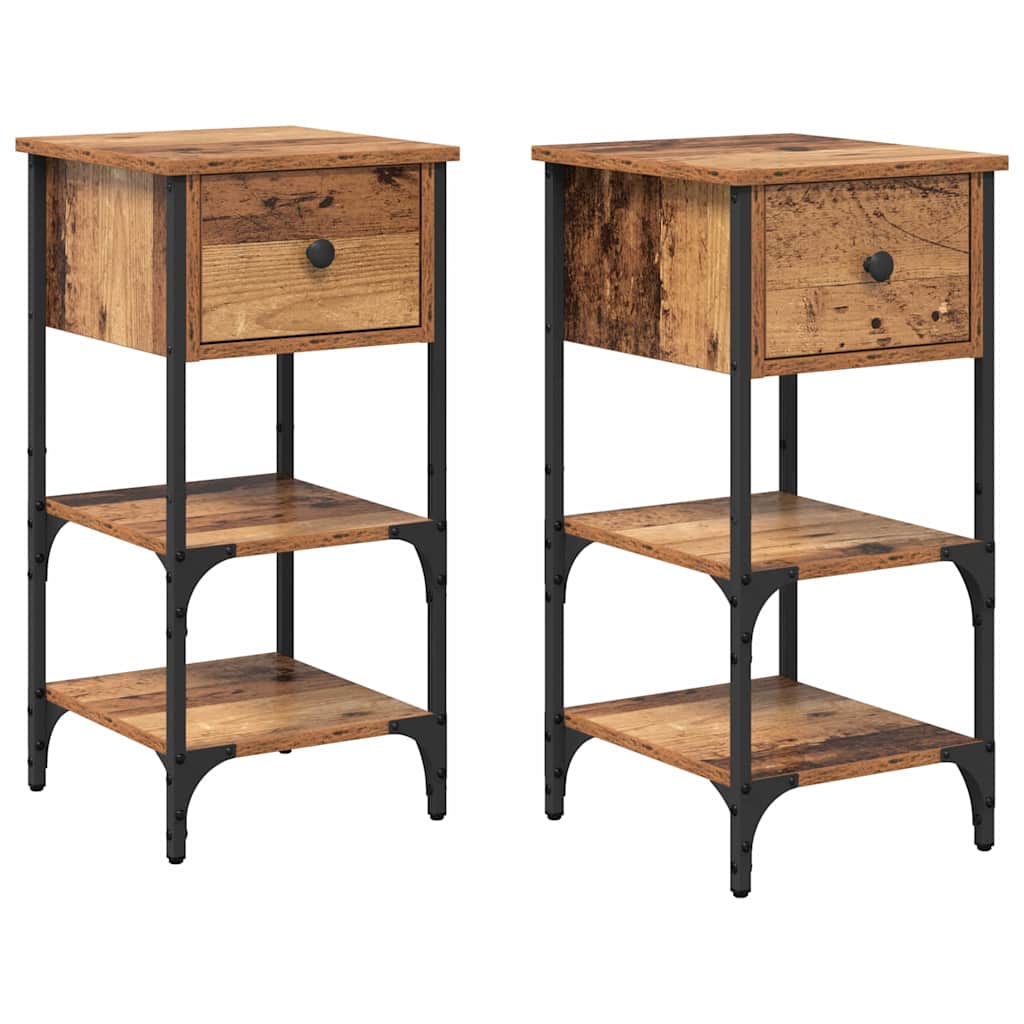 Cabinet de chevet avec tiroir 2 pcs Marron 33,5 x 36 x 70 cm - XIOS