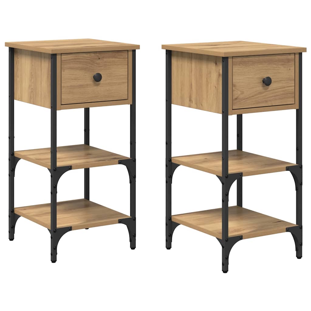 Cabinet de chevet avec tiroir 2 pcs Marron 33,5 x 36 x 70 cm - XIOS