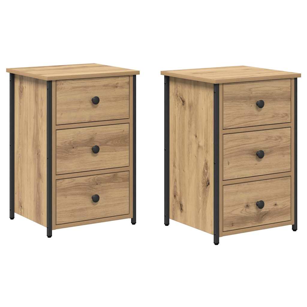 Cabinet de chevet avec tiroir 2 pcs chêne artisanal - XIOS