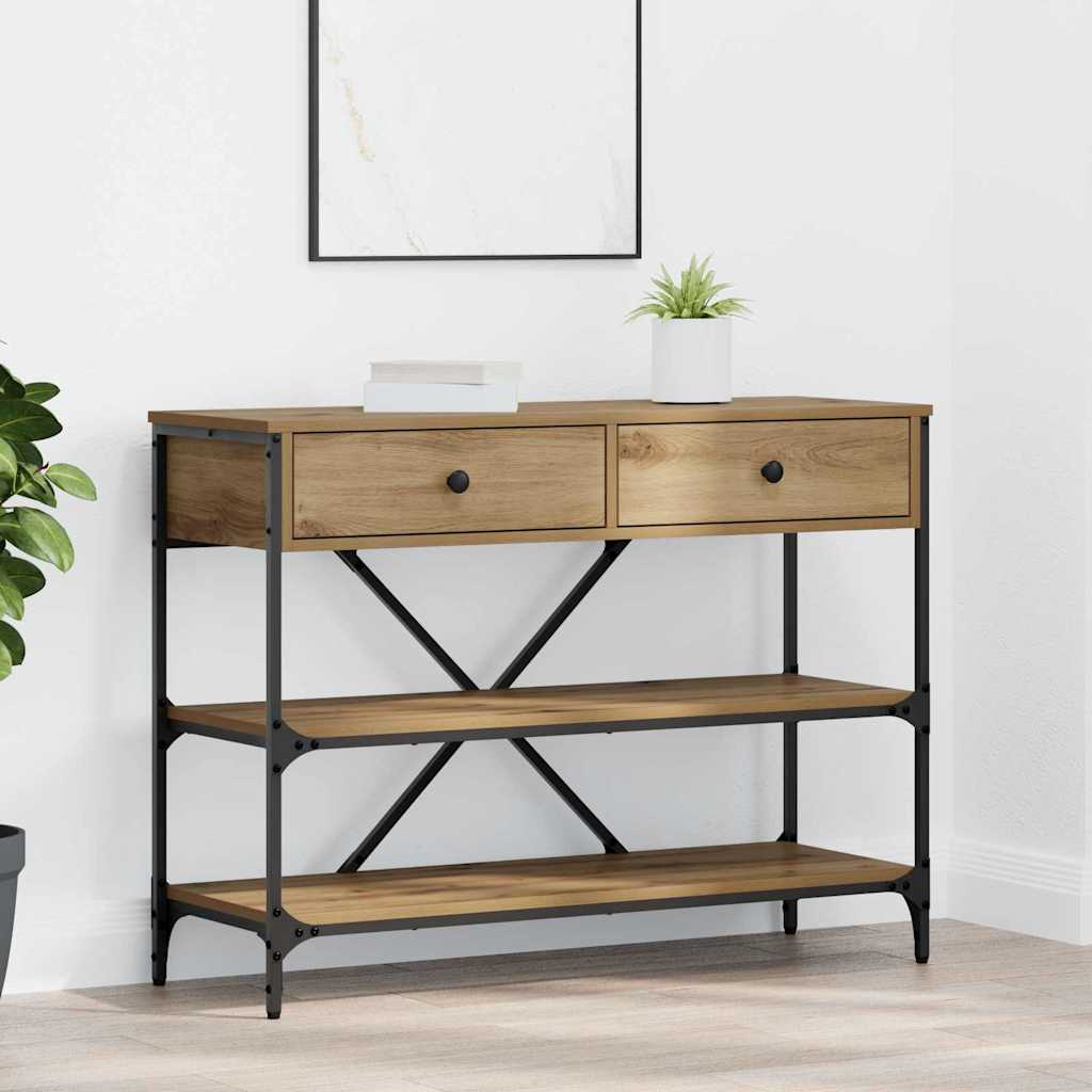Table console avec tiroir chêne artisanal Bois d'ingénierie - XIOS