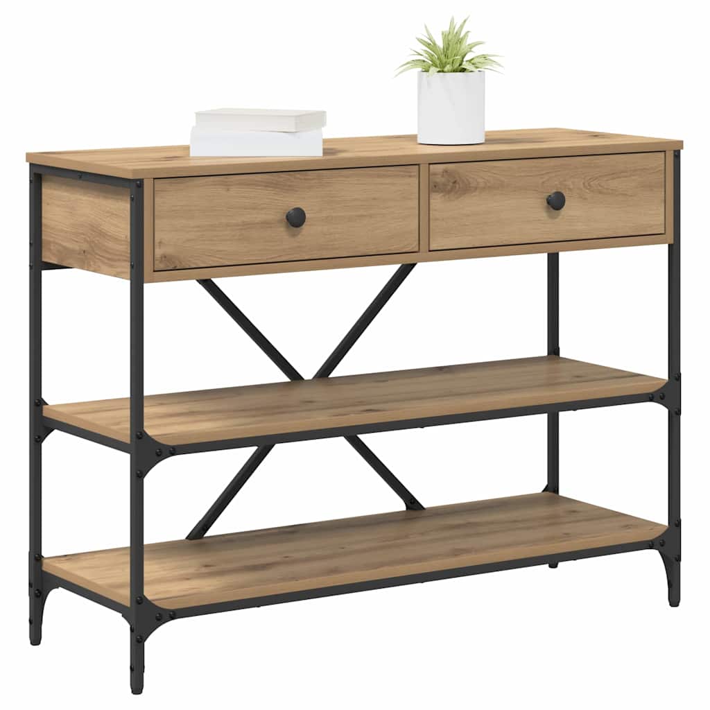 Table console avec tiroir chêne artisanal Bois d'ingénierie - XIOS