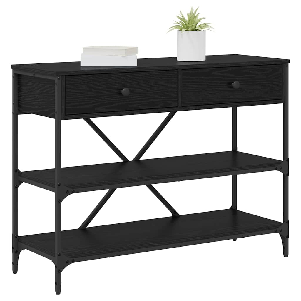Table console avec tiroir Chêne noir Bois d'ingénierie - XIOS