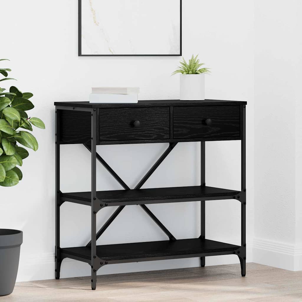 Table console avec tiroir Chêne noir Bois d'ingénierie - XIOS