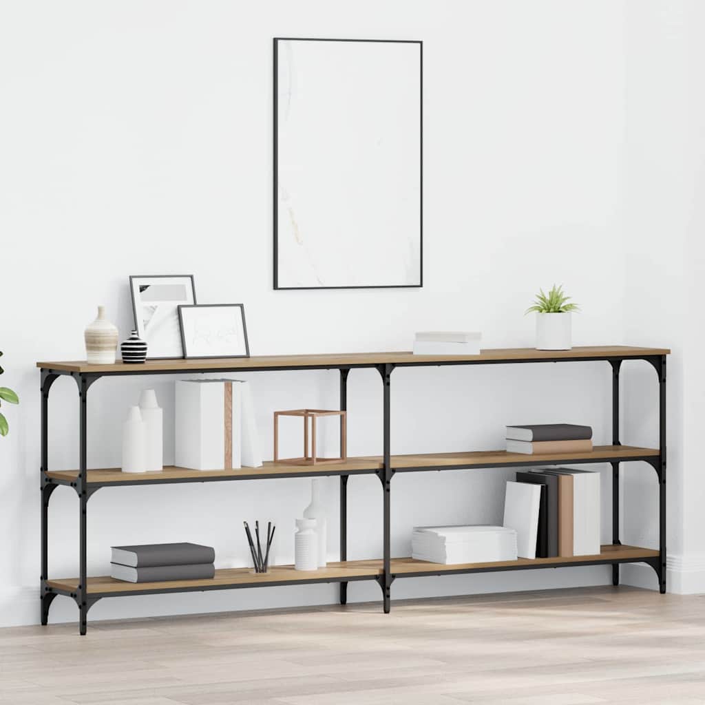 Table console avec étagère chêne artisanal 200 x 29 x 75 cm - XIOS