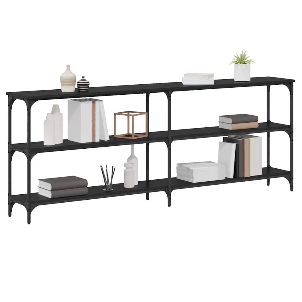 Table console avec étagère Chêne noir 200 x 29 x 75 cm - XIOS