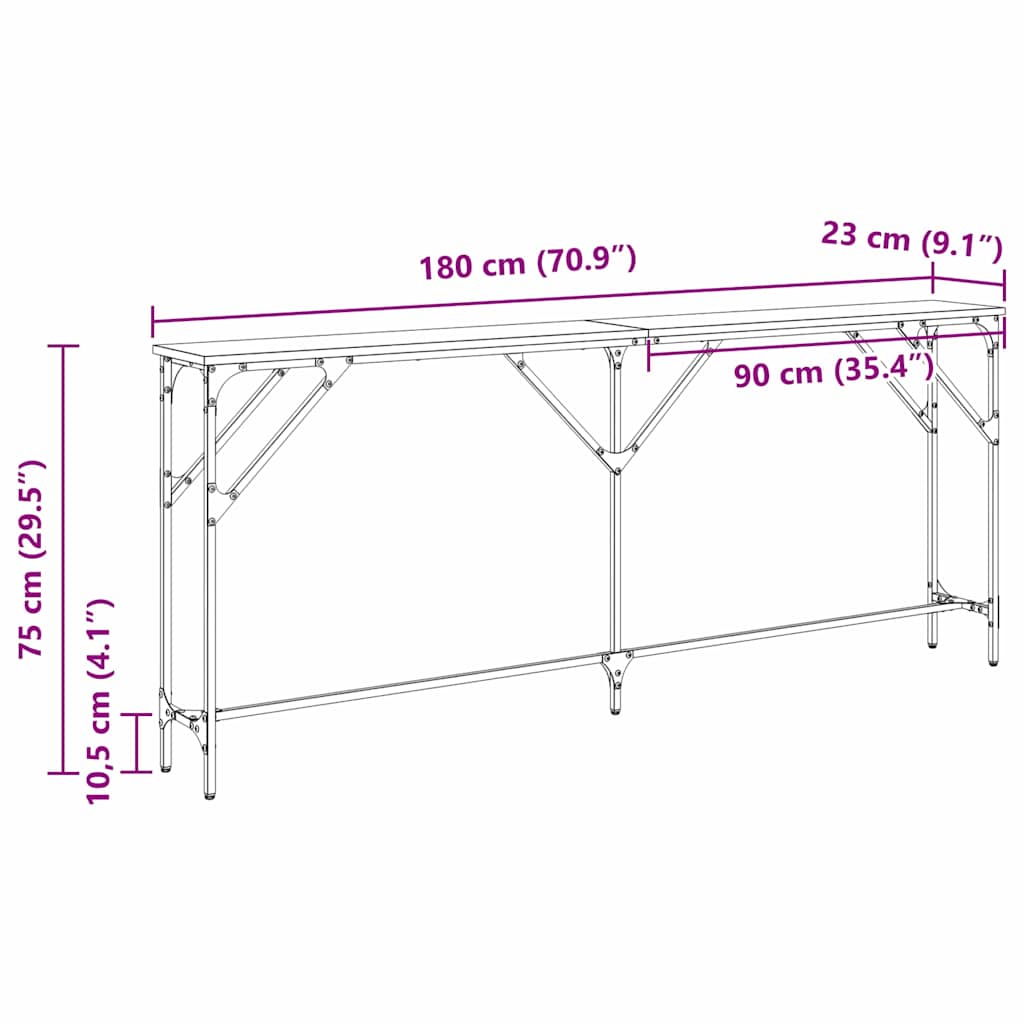 Table console Chêne noir 180 x 23 x 75 cm - XIOS