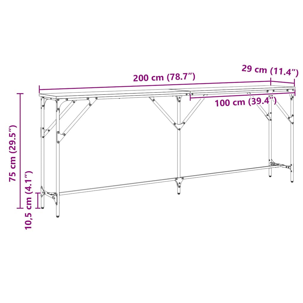 Table console Bois Ancien 200 x 29 x 75 cm - XIOS