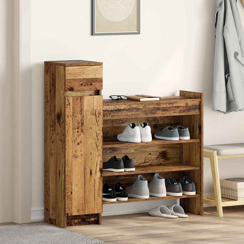 Meuble à chaussures avec tiroir Bois ancien 100.5 x 28 x 100 cm - XIOS