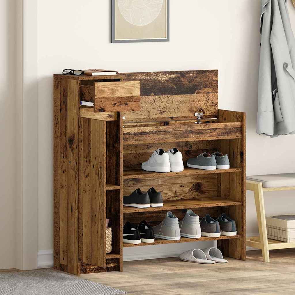 Meuble à chaussures avec tiroir Bois ancien 100.5 x 28 x 100 cm - XIOS