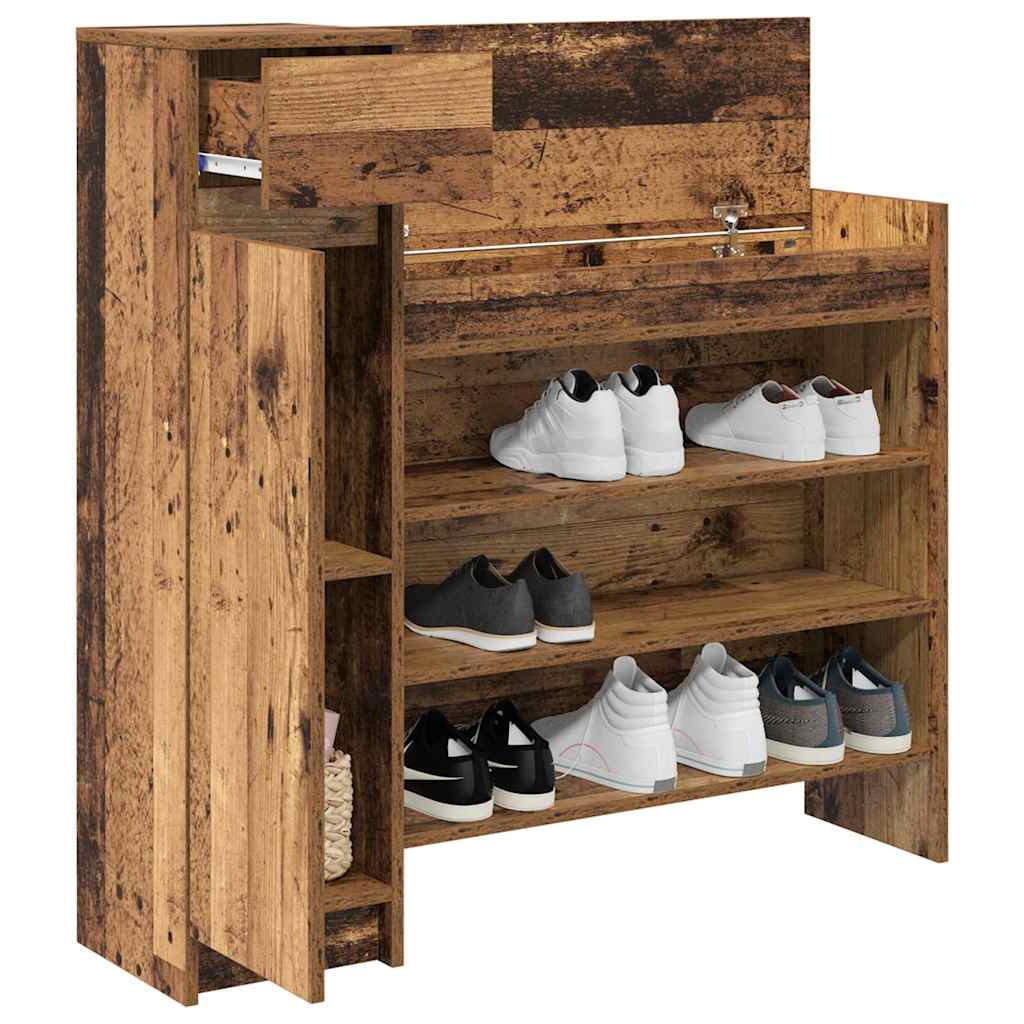 Meuble à chaussures avec tiroir Bois ancien 100.5 x 28 x 100 cm - XIOS