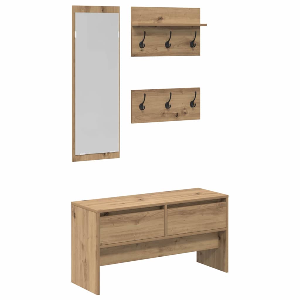 Ensemble de meubles d'entrée 4 pcs Chêne noir 90 x 31 x 46.5 cm - XIOS