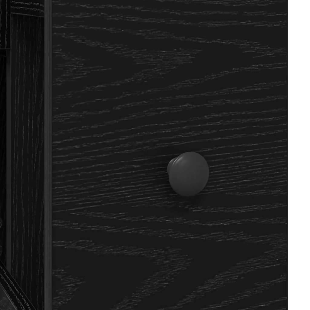 Armoire de salle de bain étroite avec roulettes en chêne noir et bois aggloméré