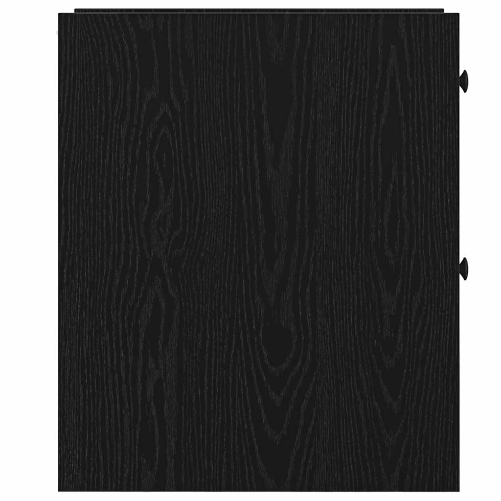 Armoire de salle de bain étroite avec roulettes en chêne noir et bois aggloméré