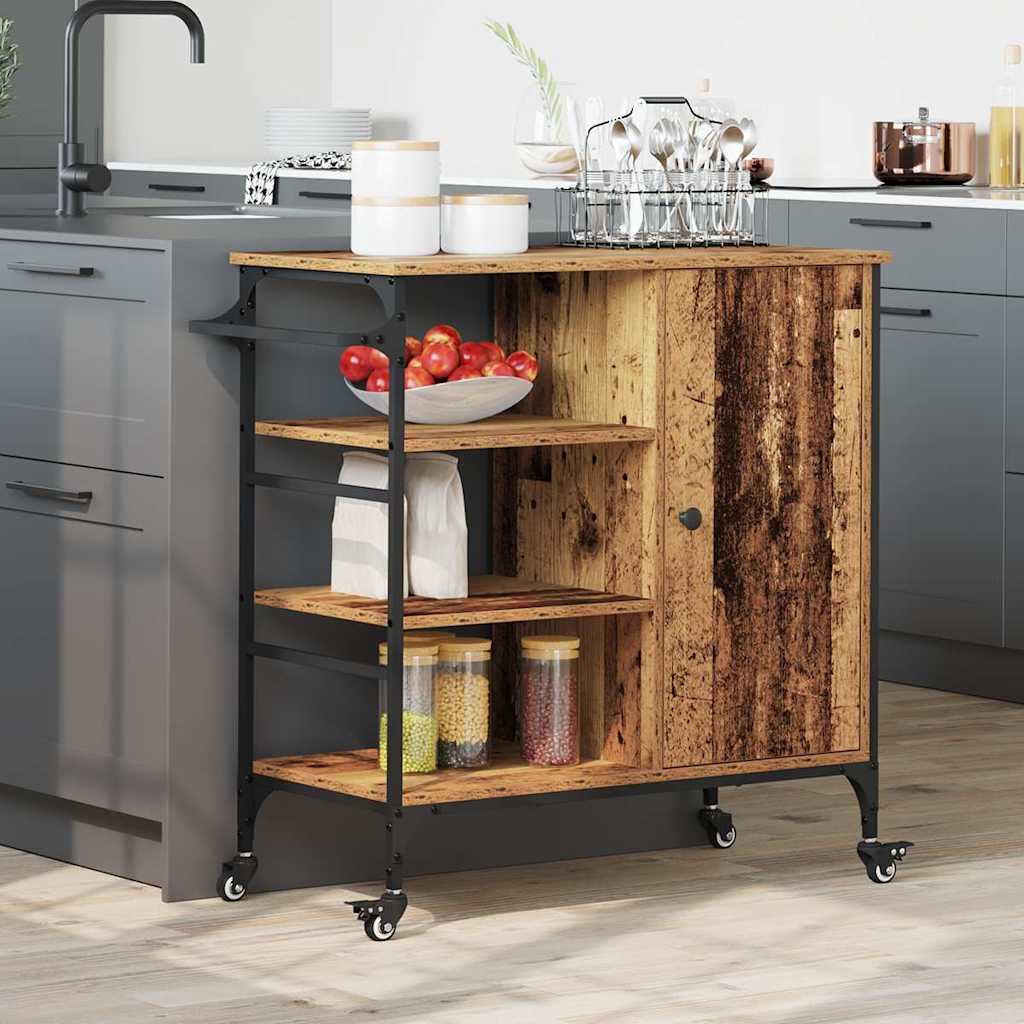 Chariot de cuisine Bois ancien 87,5x38,5x84,5 cm en bois d'ingénierie
