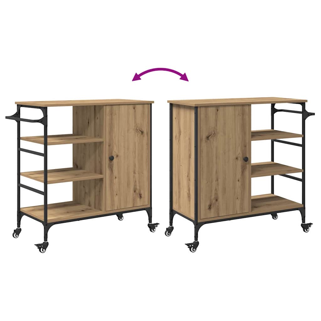 Chariot de cuisine Chêne artisanal et noir - XIOS