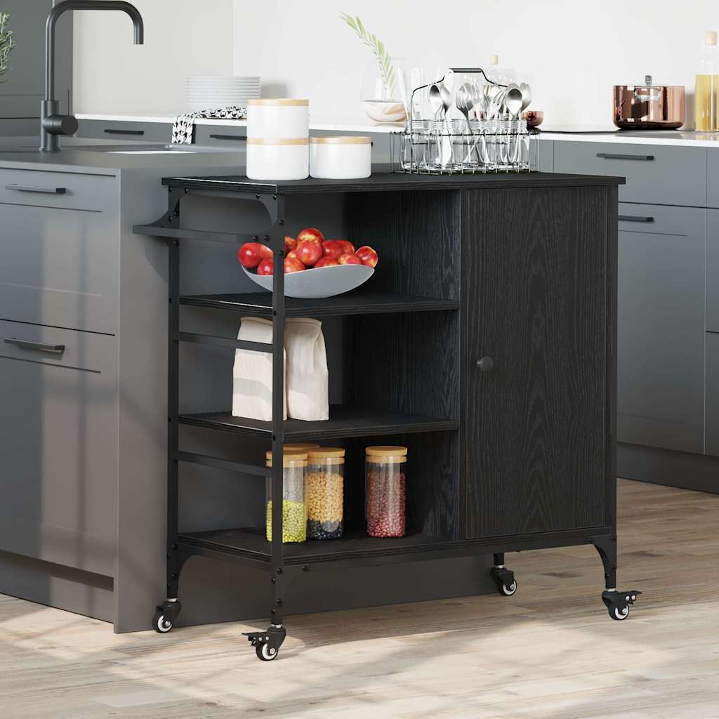 Chariot de cuisine Chêne noir 87,5x38,5x84,5 cm Bois d'ingénierie