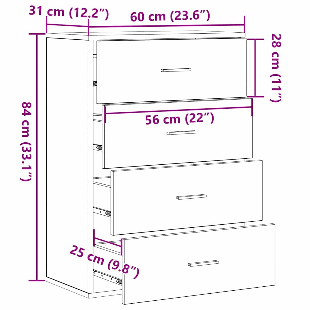 Buffet chêne artisanal 60 x 31 x 84 cm Bois d'ingénierie - XIOS