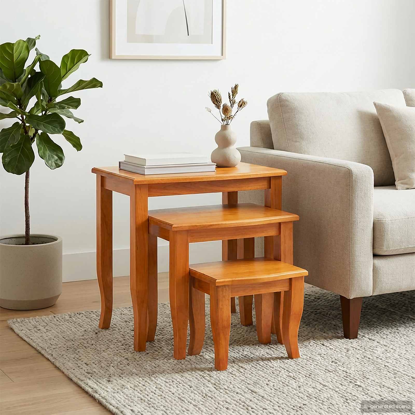 Tables d'appoint emboîtables 3 pcs Naturel - XIOS