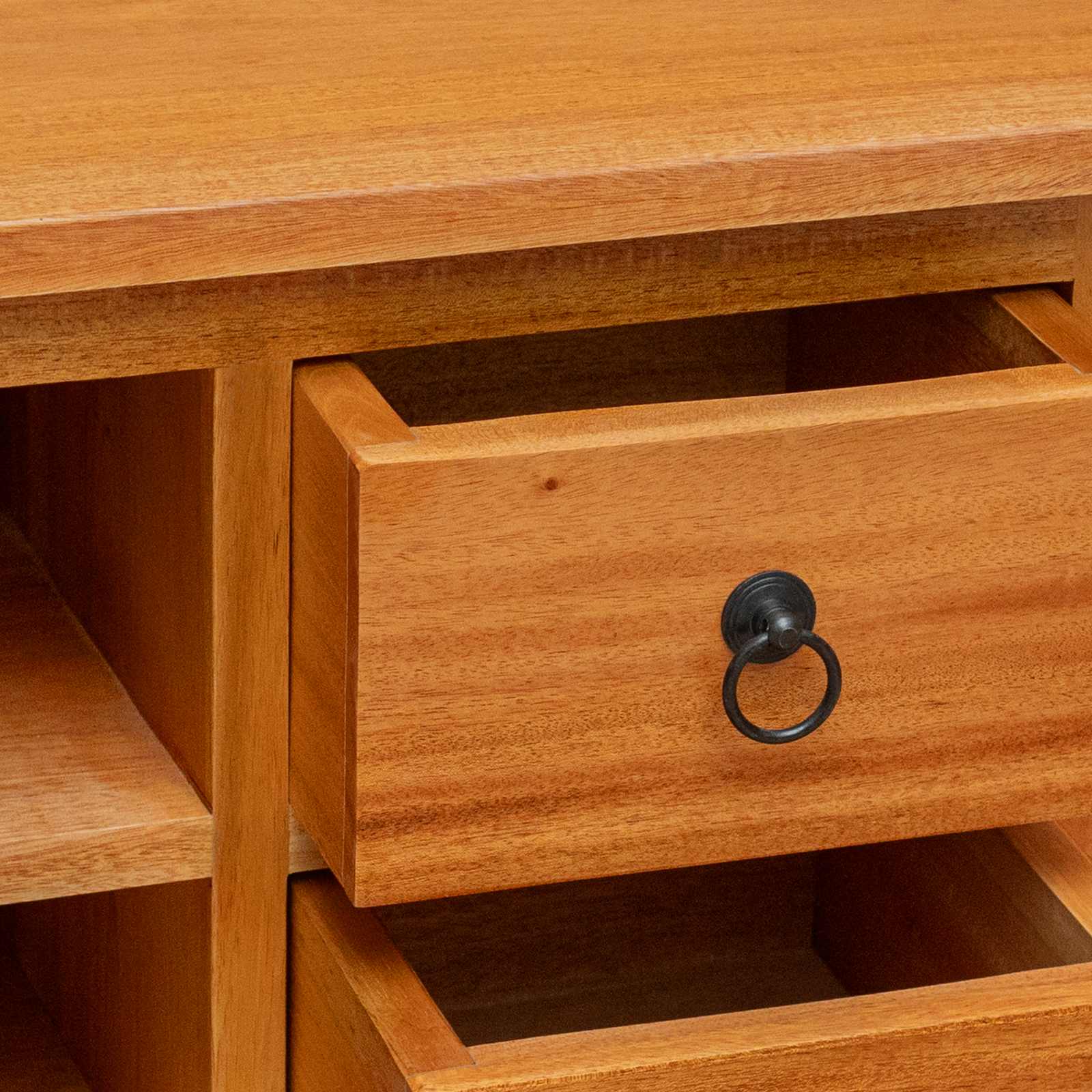 Meuble TV Naturel 100 x 40,5 x 46 cm Bois de Mahogany Massif - XIOS