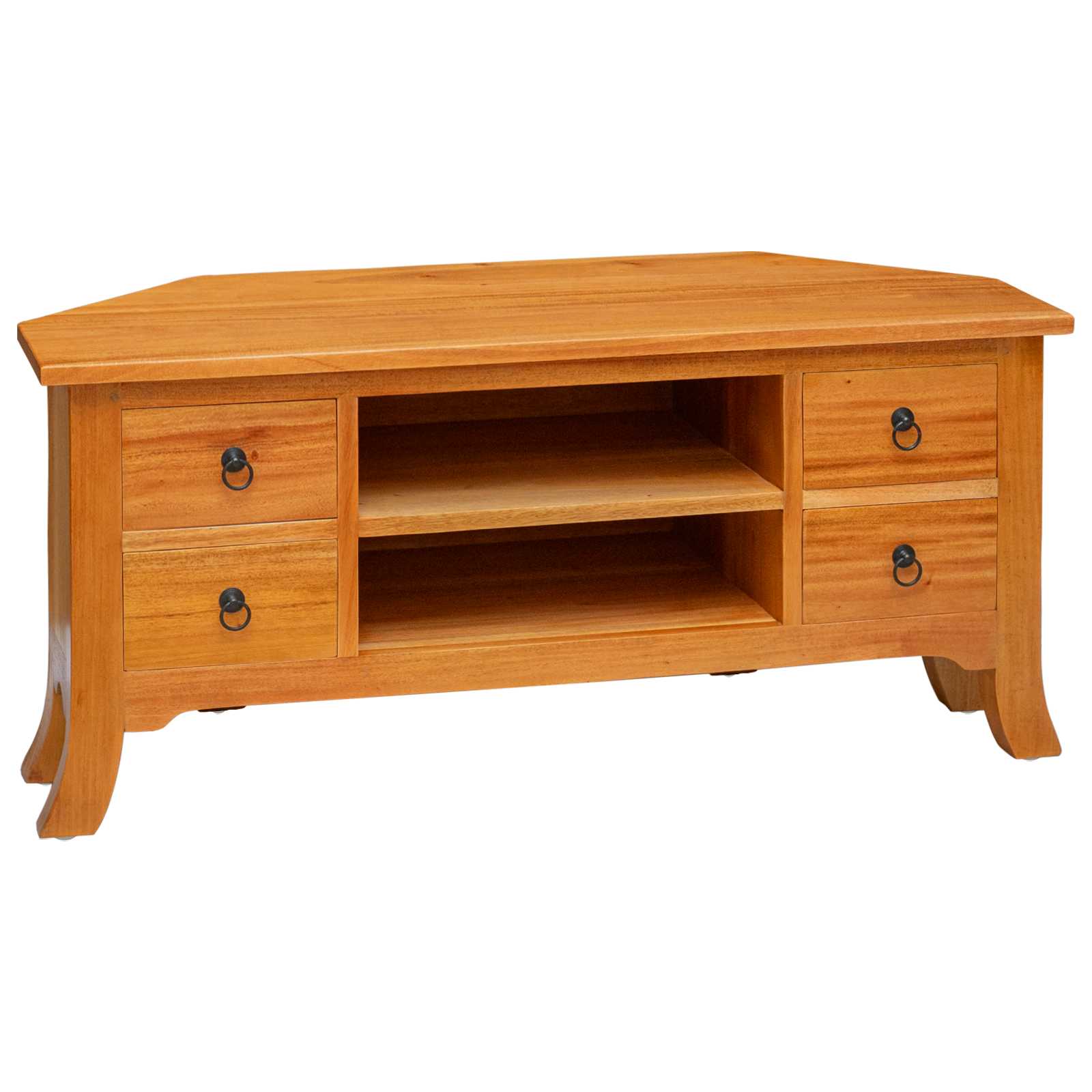 Meuble TV Naturel 100 x 40,5 x 46 cm Bois de Mahogany Massif - XIOS