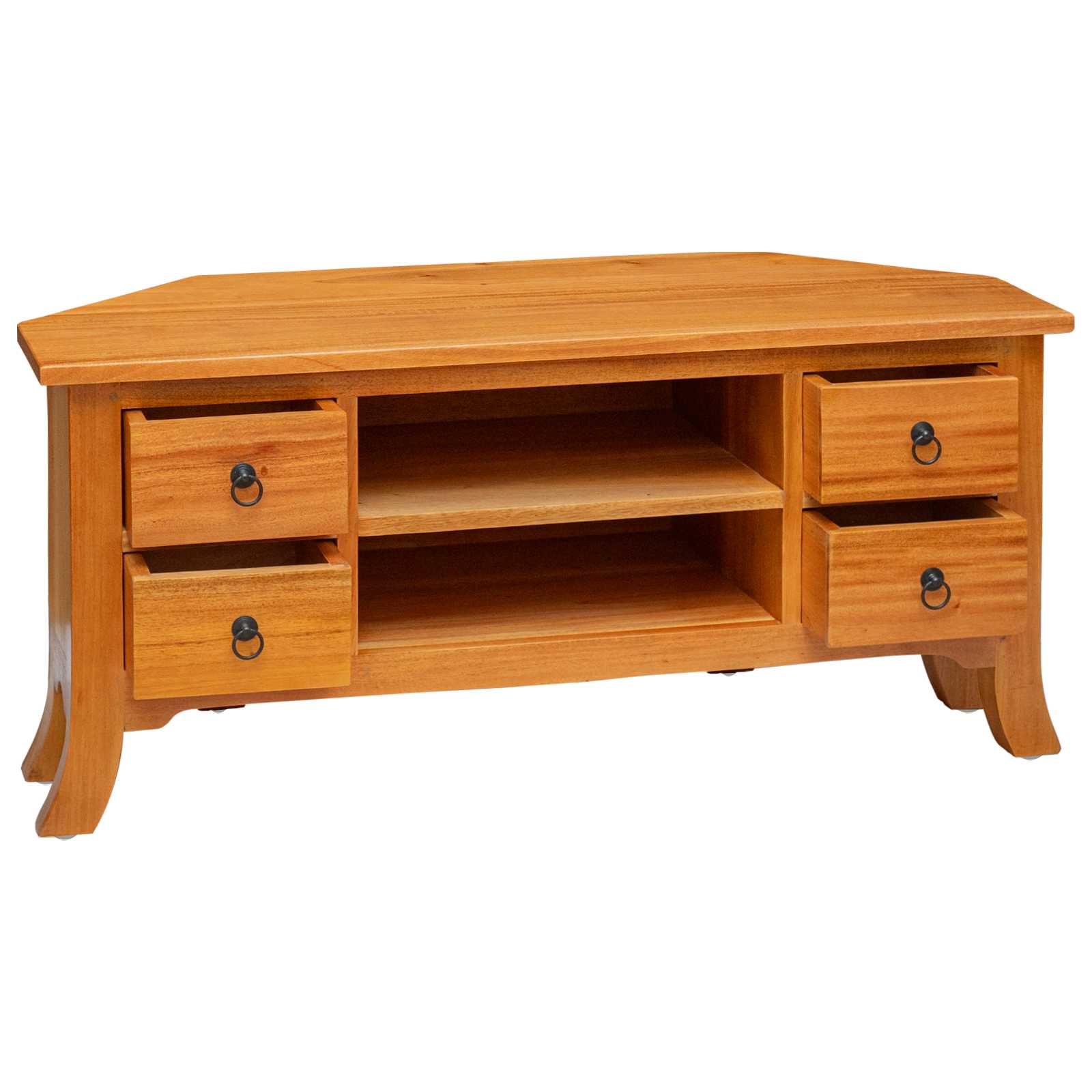 Meuble TV Naturel 100 x 40,5 x 46 cm Bois de Mahogany Massif - XIOS