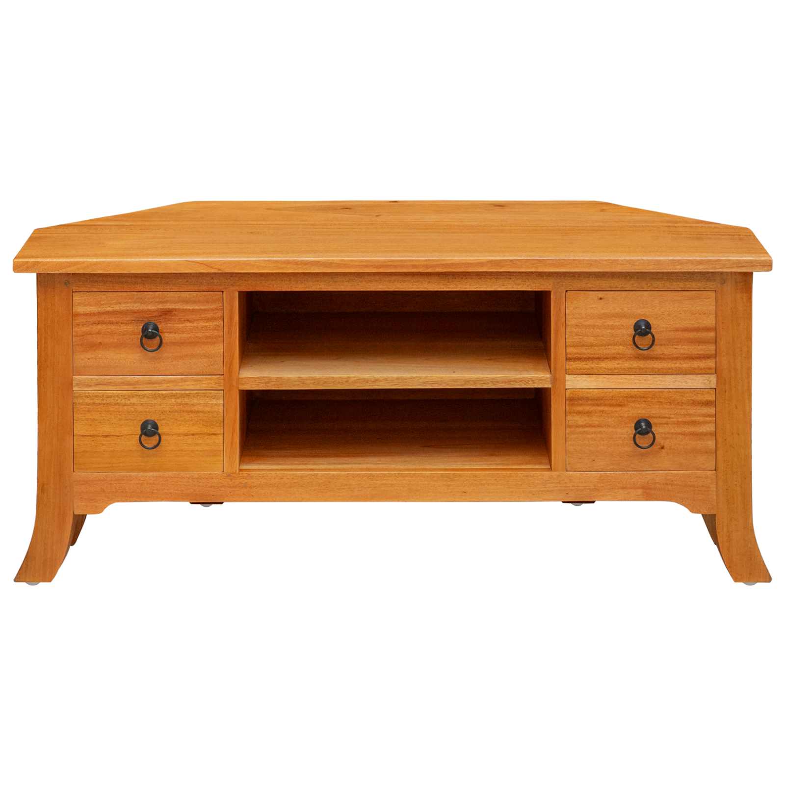 Meuble TV Naturel 100 x 40,5 x 46 cm Bois de Mahogany Massif - XIOS