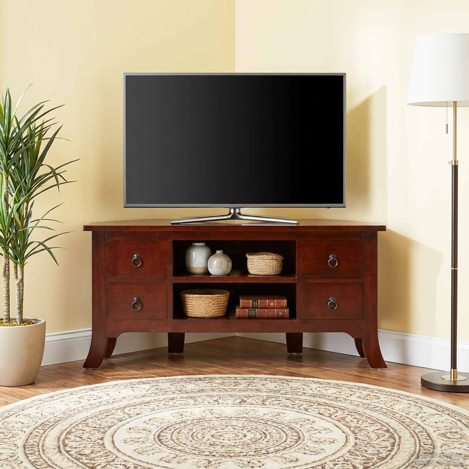 Meuble TV Marron 100 x 40,5 x 46 cm Bois de Mahogany Massif - XIOS