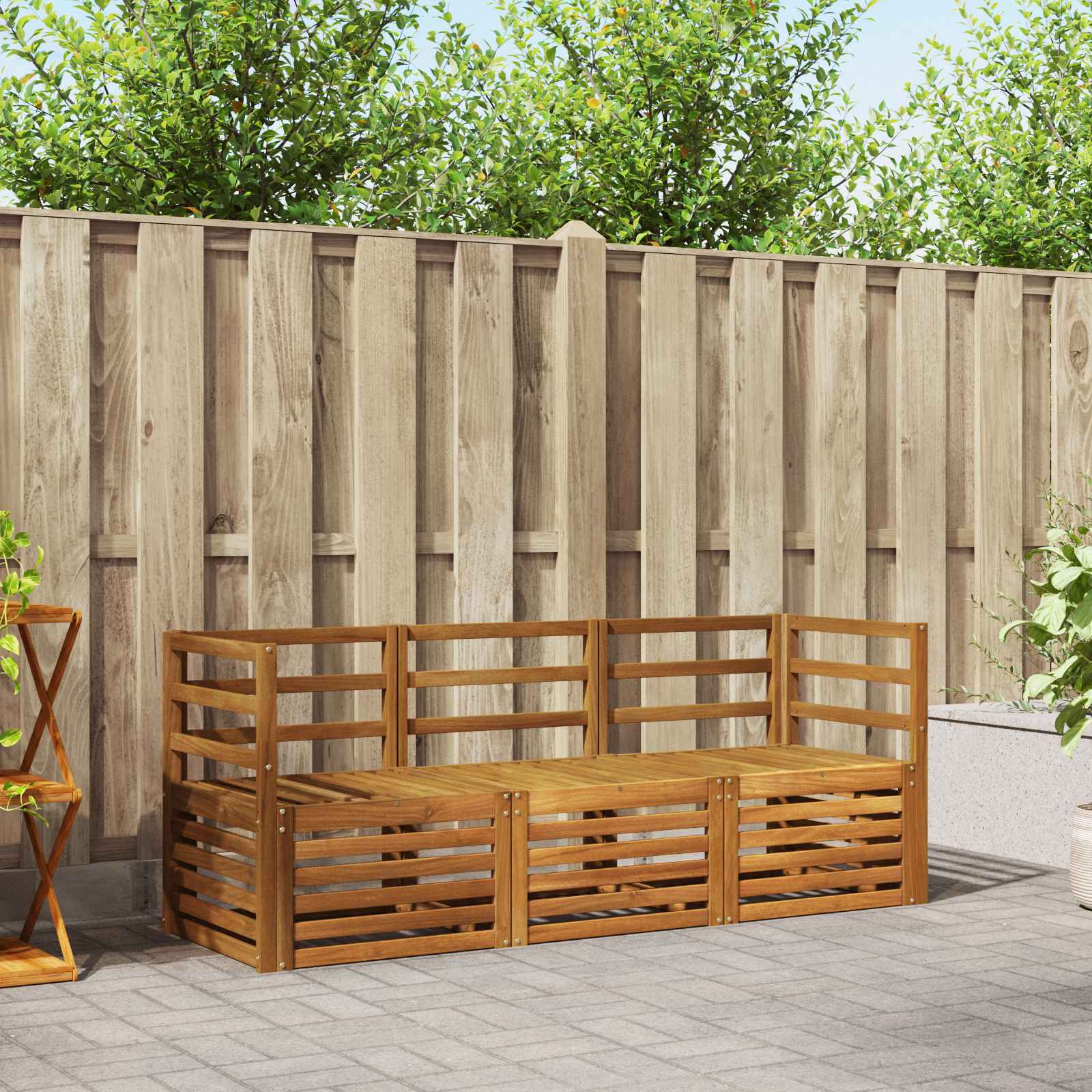 Ensembles de canapés 3 pcs Naturel Bois d'Acacia Massif - XIOS
