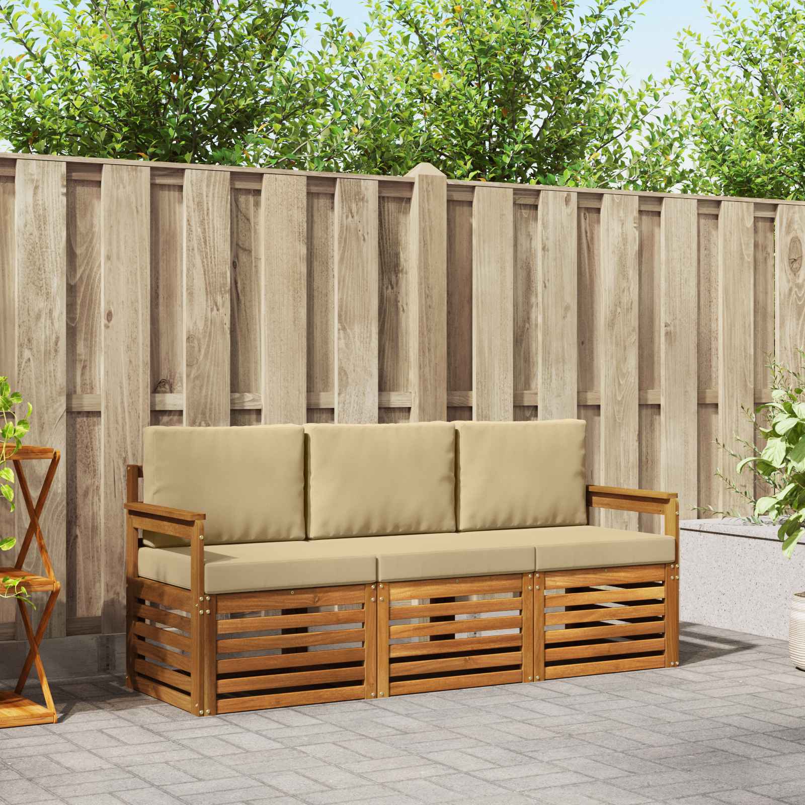 Ensembles de canapés avec coussin 3 pcs Naturel et Beige - XIOS
