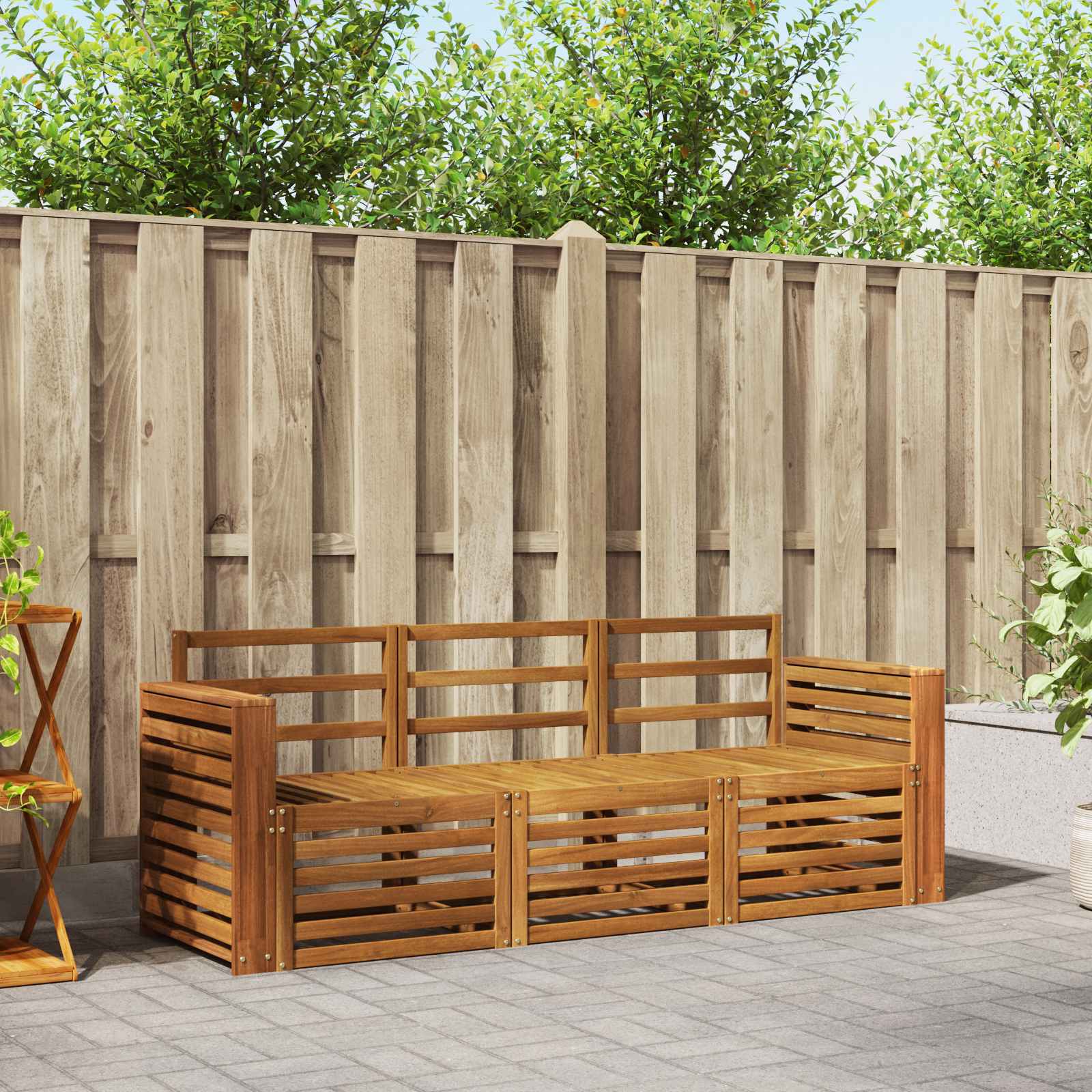 Ensembles de canapés 3 pcs Naturel Bois d'Acacia Massif - XIOS