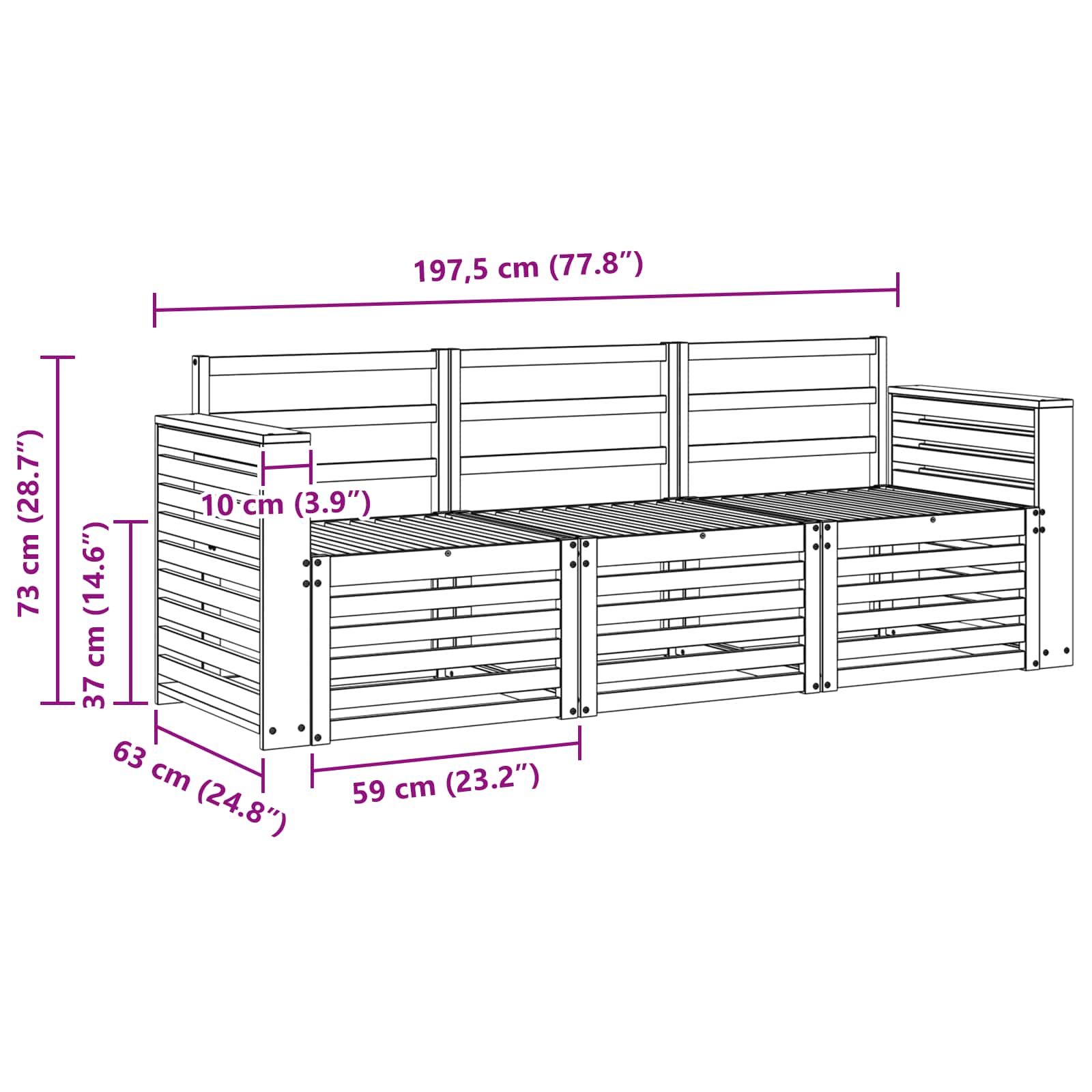 Ensembles de canapés 3 pcs Naturel Bois d'Acacia Massif - XIOS