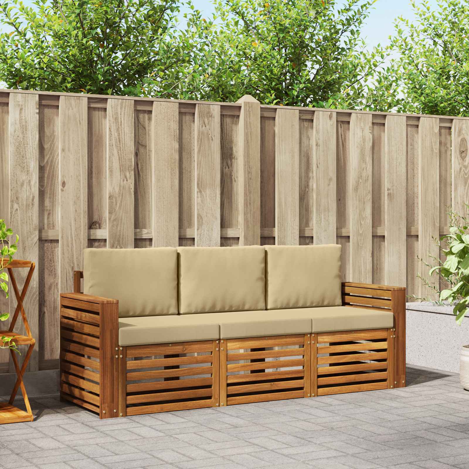 Ensembles de canapés avec coussin 3 pcs Naturel et Beige - XIOS