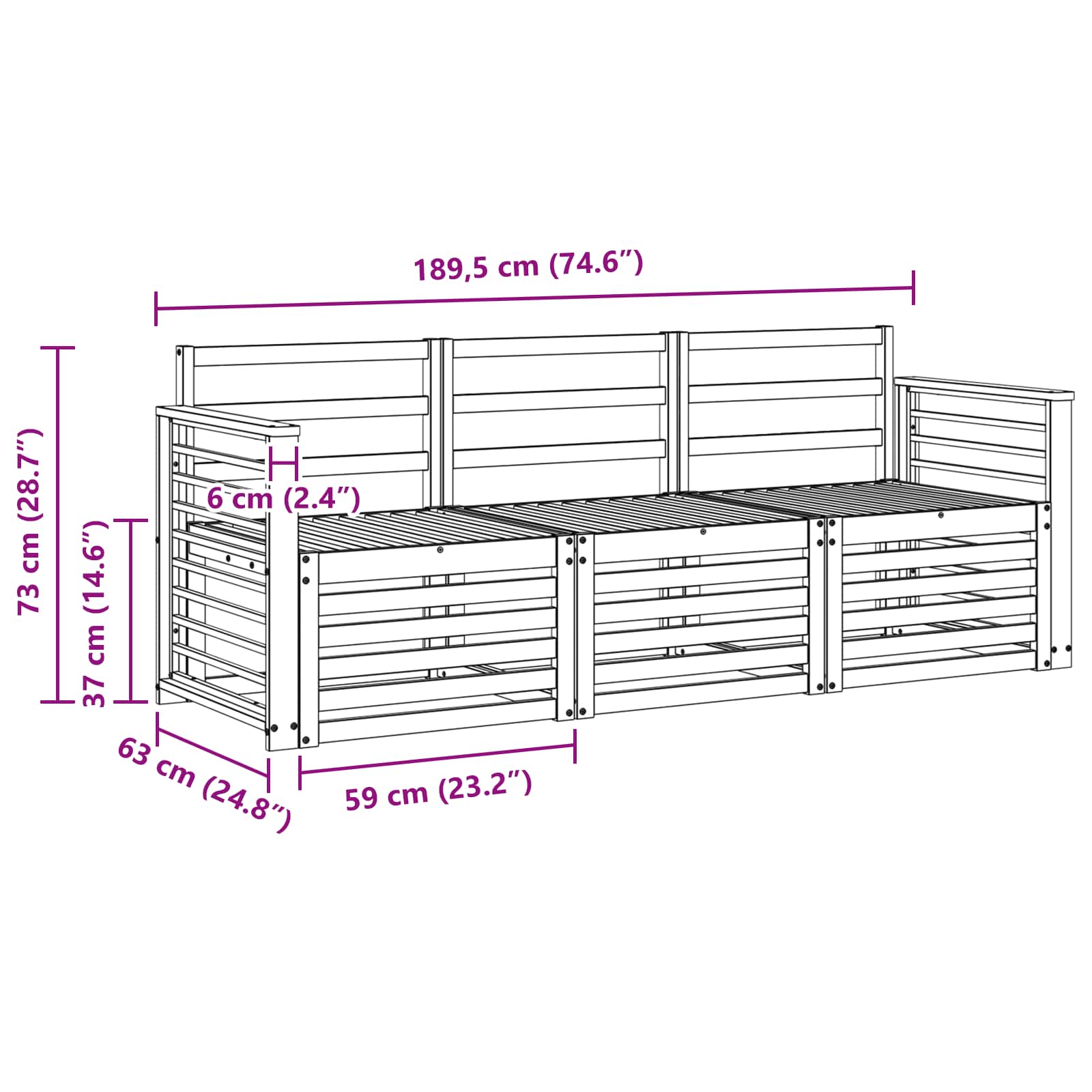 Ensembles de canapés 3 pcs Bois d'Acacia Massif - XIOS