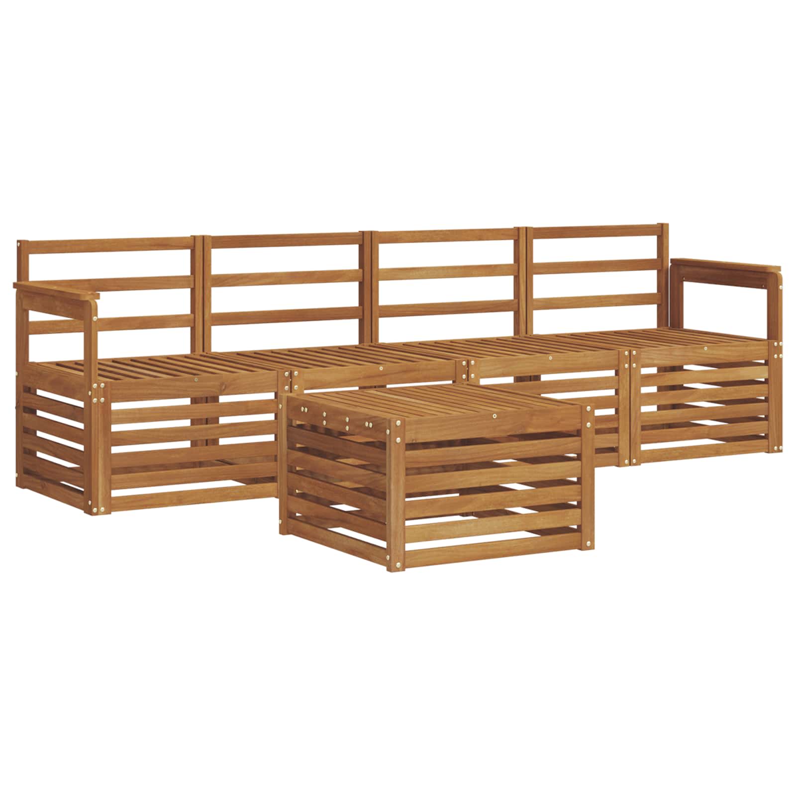 Ensembles de canapés 5 pcs Naturel Bois d'Acacia Massif - XIOS