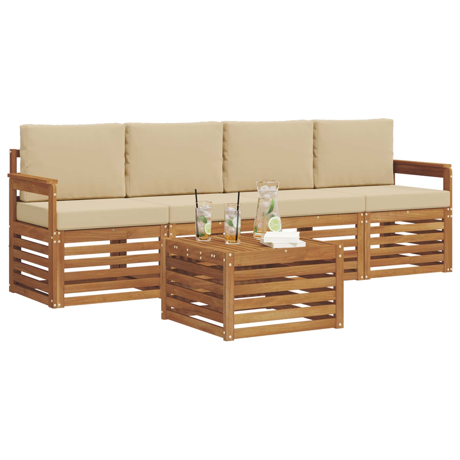 Ensemble de canapés d'extérieur 5 pcs Naturel et Beige - XIOS
