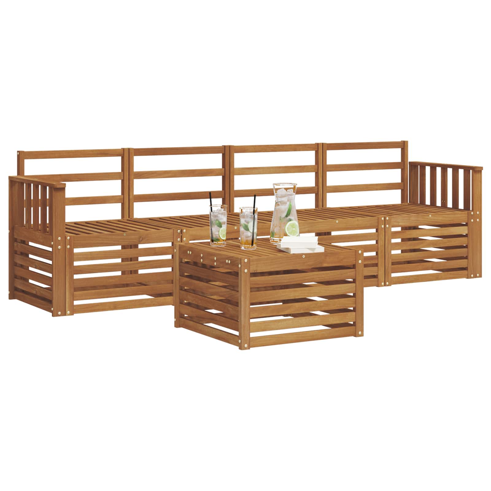 Ensembles de canapés 5 pcs Naturel Bois d'Acacia Massif - XIOS