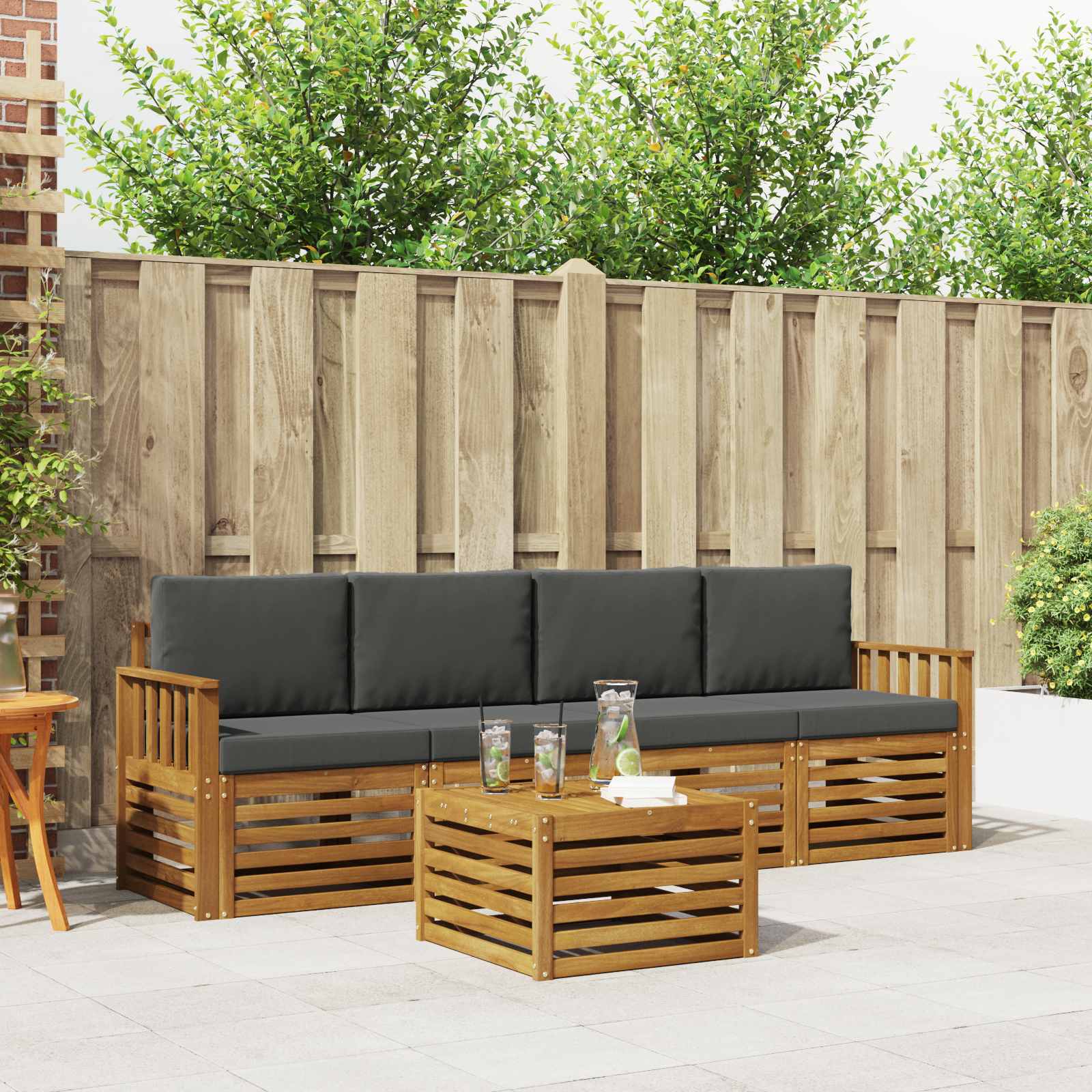 Ensemble de canapés d'extérieur 5 pcs Naturel et Anthracite - XIOS