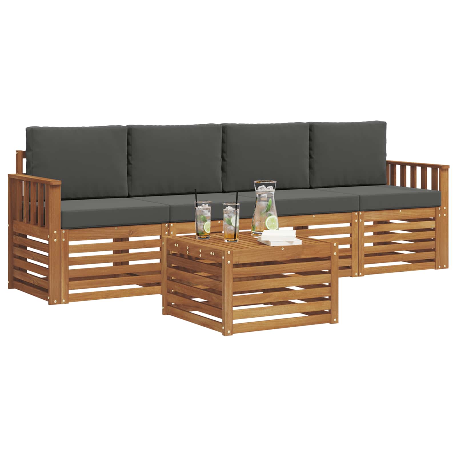 Ensemble de canapés d'extérieur 5 pcs Naturel et Anthracite - XIOS