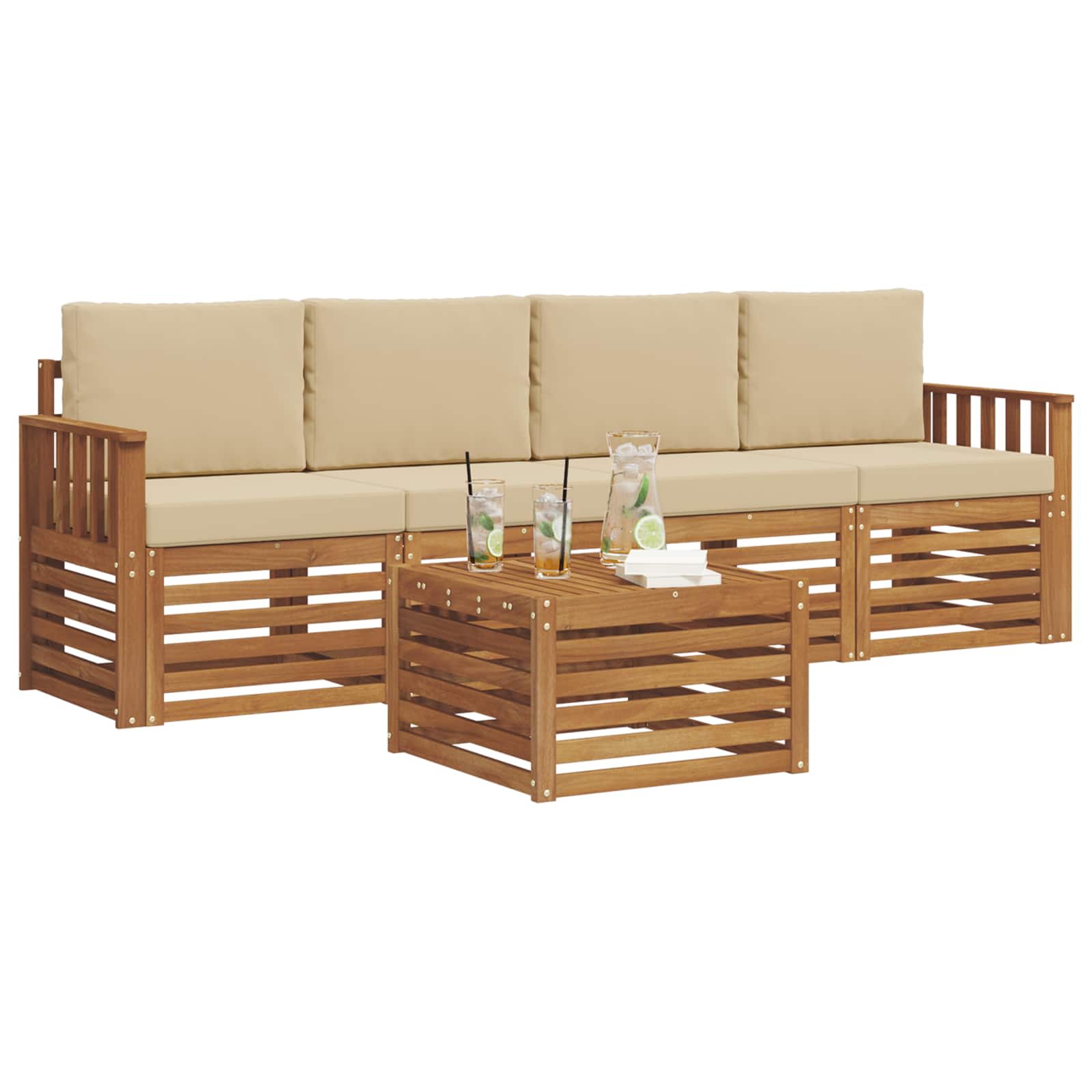 Ensemble de canapés d'extérieur 5 pcs Naturel et Beige - XIOS
