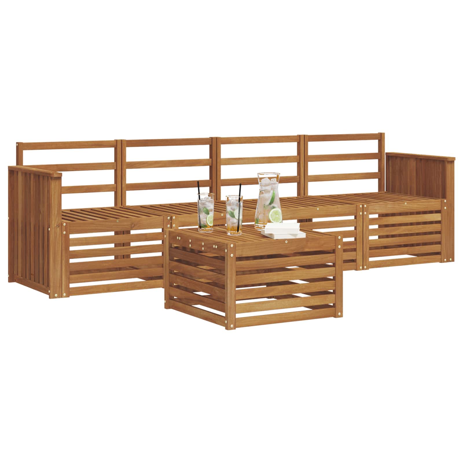 Ensembles de canapés 5 pcs Naturel Bois d'Acacia Massif - XIOS