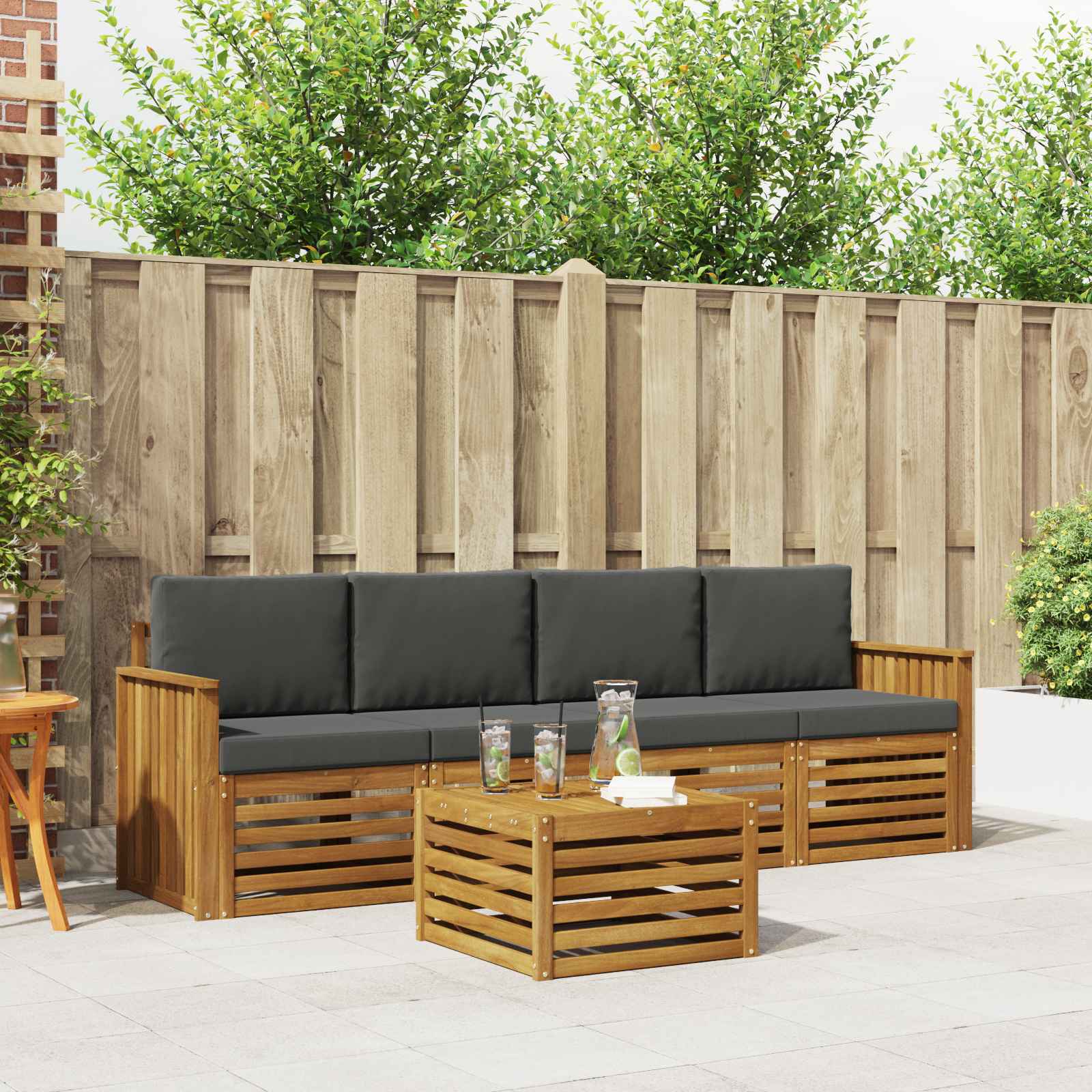 Ensemble de canapés d'extérieur 5 pcs Naturel et Anthracite - XIOS