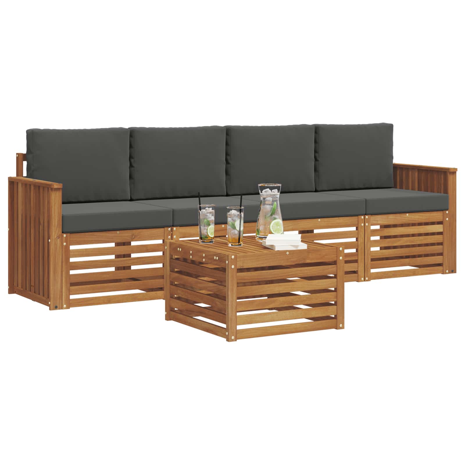 Ensemble de canapés d'extérieur 5 pcs Naturel et Anthracite - XIOS