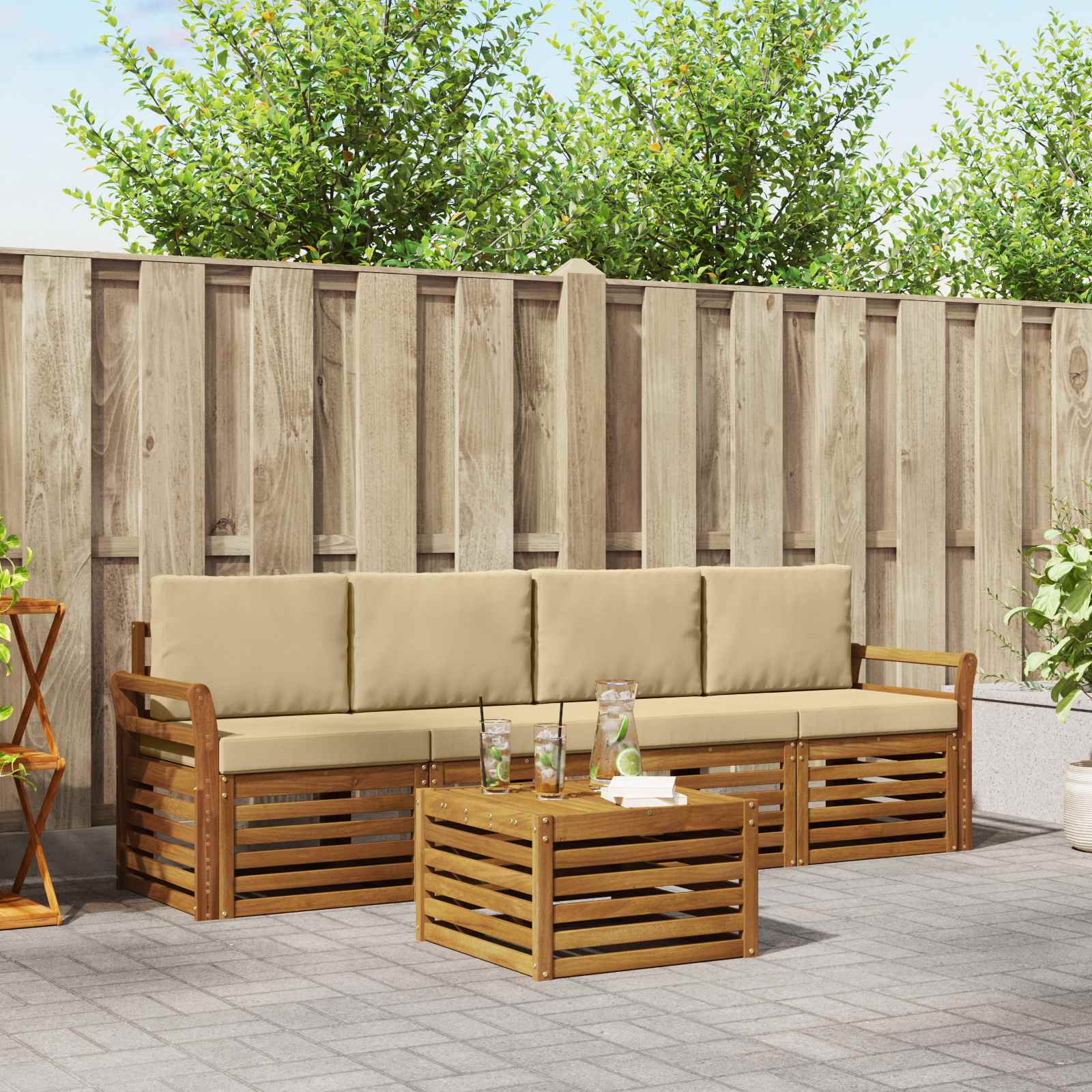 Ensemble de canapés d'extérieur 5 pcs Naturel et Beige - XIOS