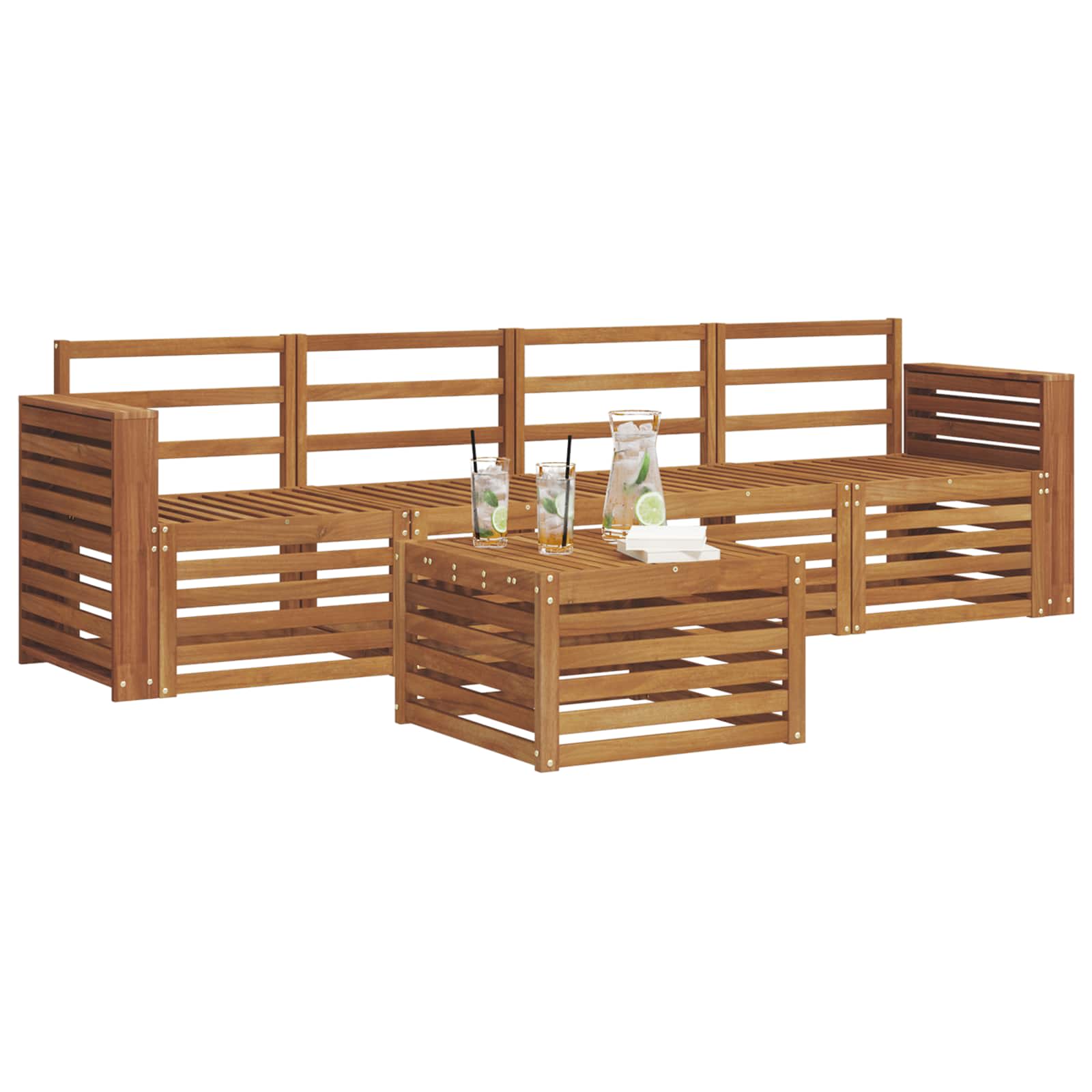 Ensembles de canapés 5 pcs Naturel Bois d'Acacia Massif - XIOS