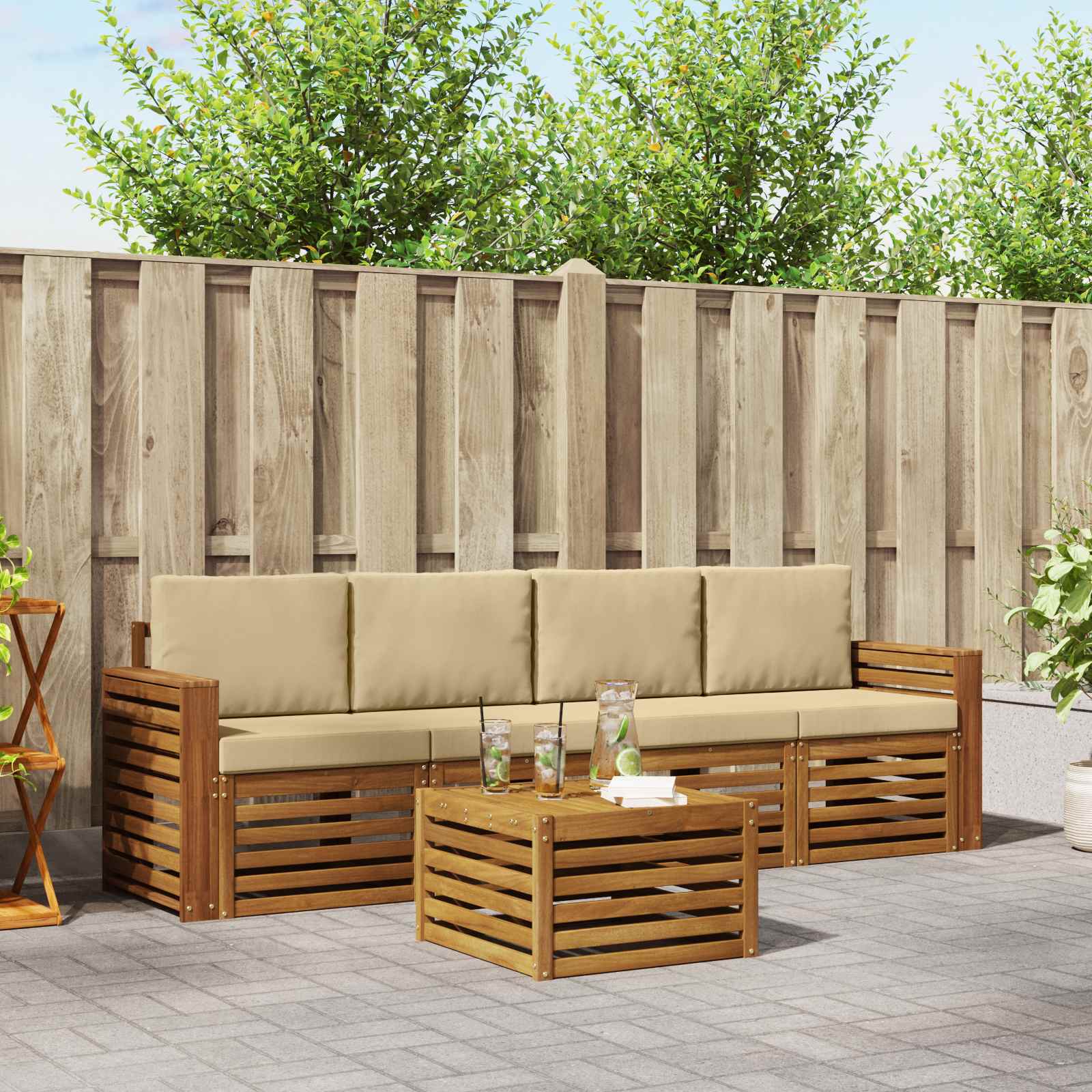 Ensemble de canapés d'extérieur 5 pcs Naturel et Beige - XIOS