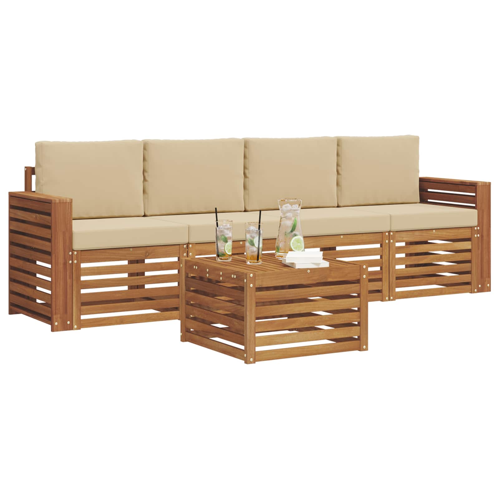 Ensemble de canapés d'extérieur 5 pcs Naturel et Beige - XIOS