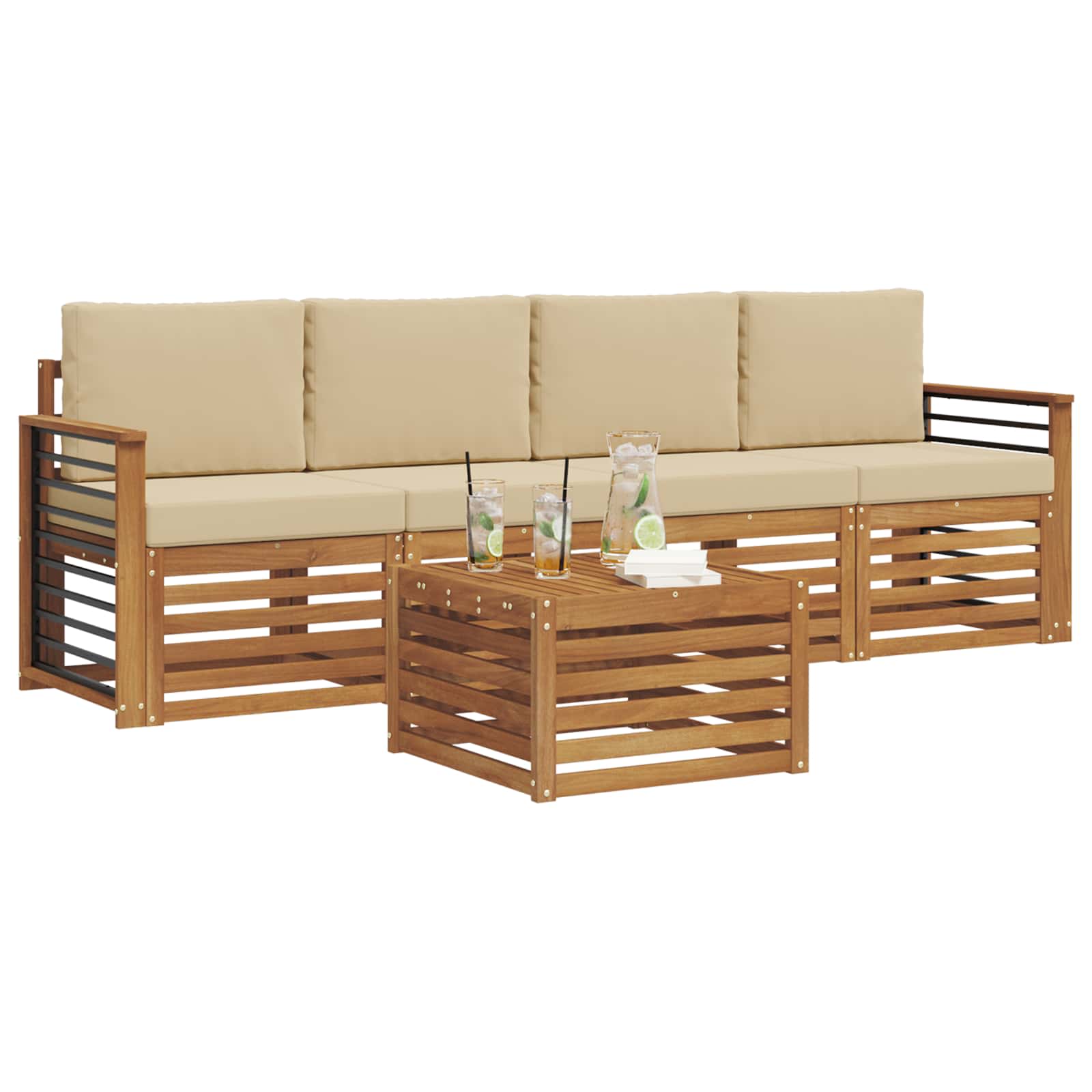 Ensemble de canapés d'extérieur 5 pcs Naturel et Beige - XIOS