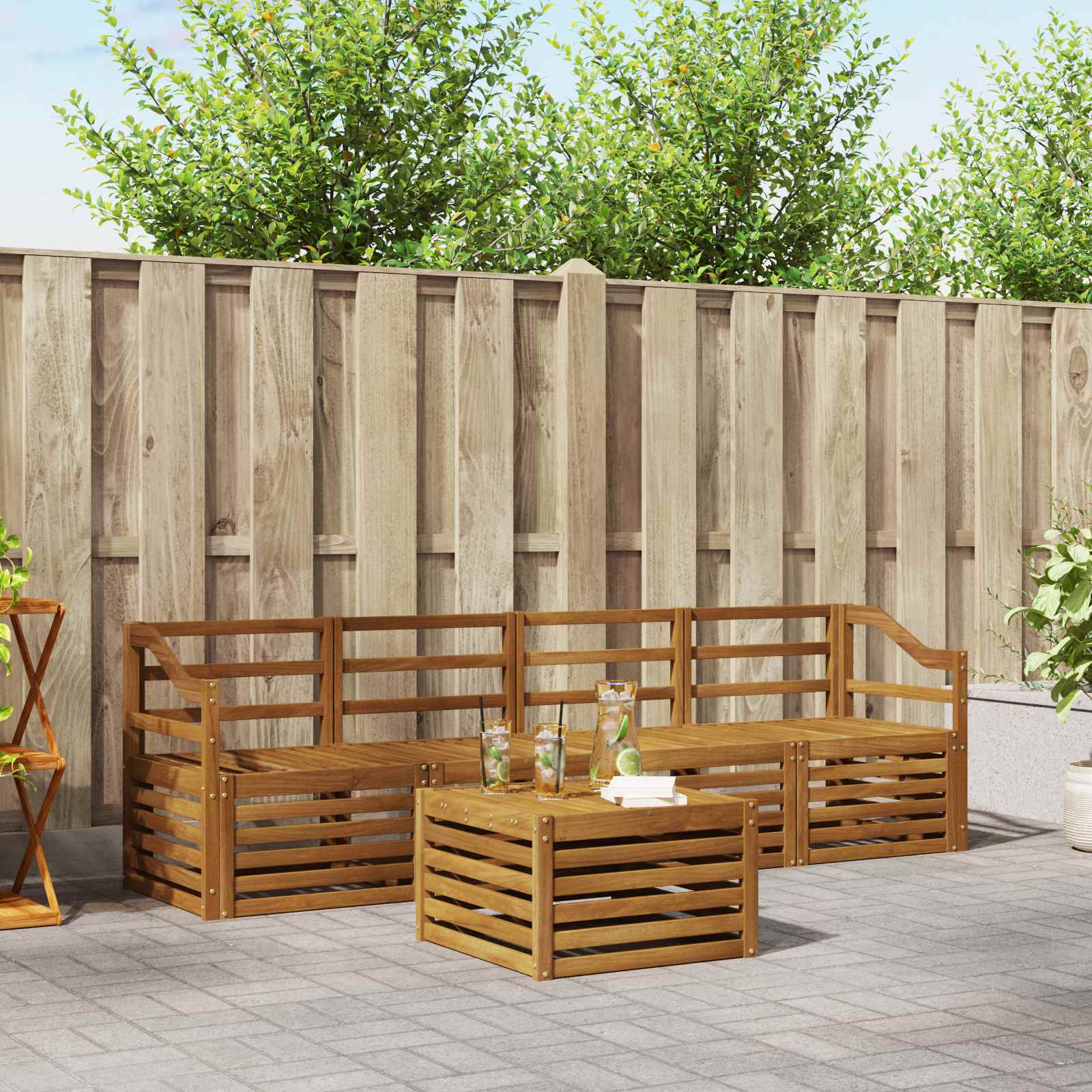 Ensembles de canapés 5 pcs Naturel Bois d'Acacia Massif - XIOS